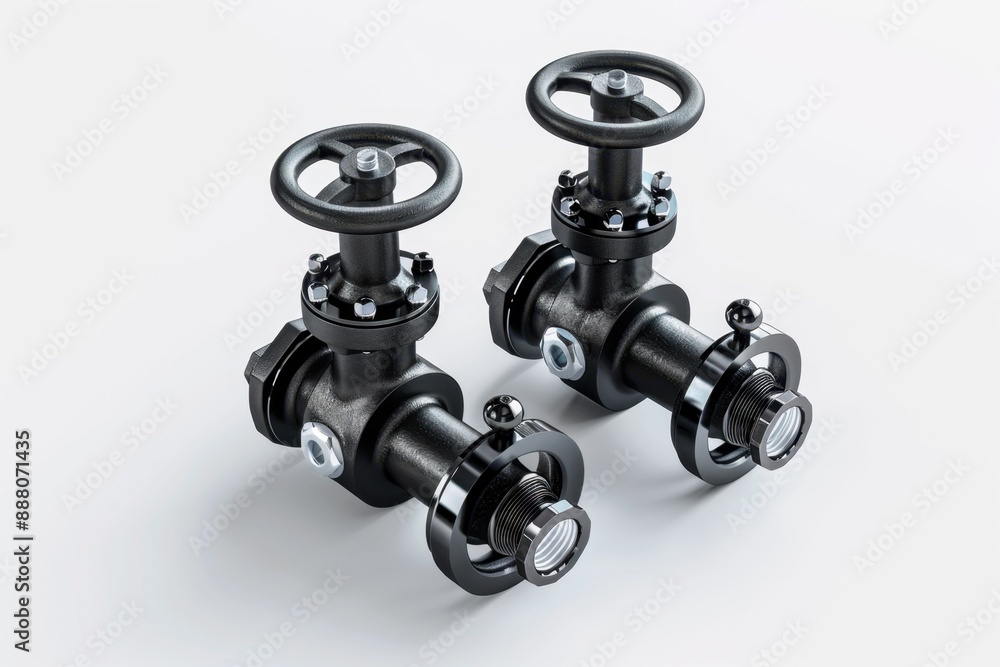 Control valves for Actuators minimalist, 4k 3d render isolate, isometric on Isolate white background Control valves for Actuators minimalist, 4k 3d render isolate, isometric on Isolate white background