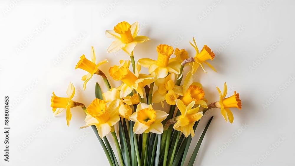 Beautiful composition with daffodils on white background Beautiful composition with daffodils on white background