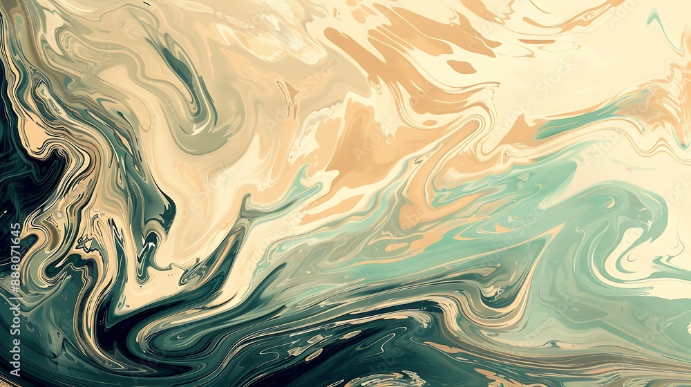 Abstract background with swirling patterns in beige, teal and brown colors. Abstract art design for wallpaper or poster artwork with paint strokes Abstract background with swirling patterns in beige, teal and brown colors. Abstract art design for wallpaper or poster artwork with paint strokes