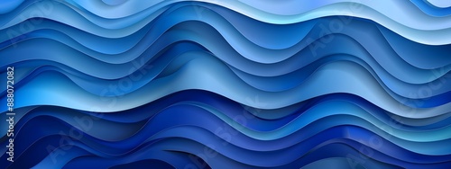 Blue background vector presentation design template with wavy pattern, blue color, blue gradient, blue waves © Michal