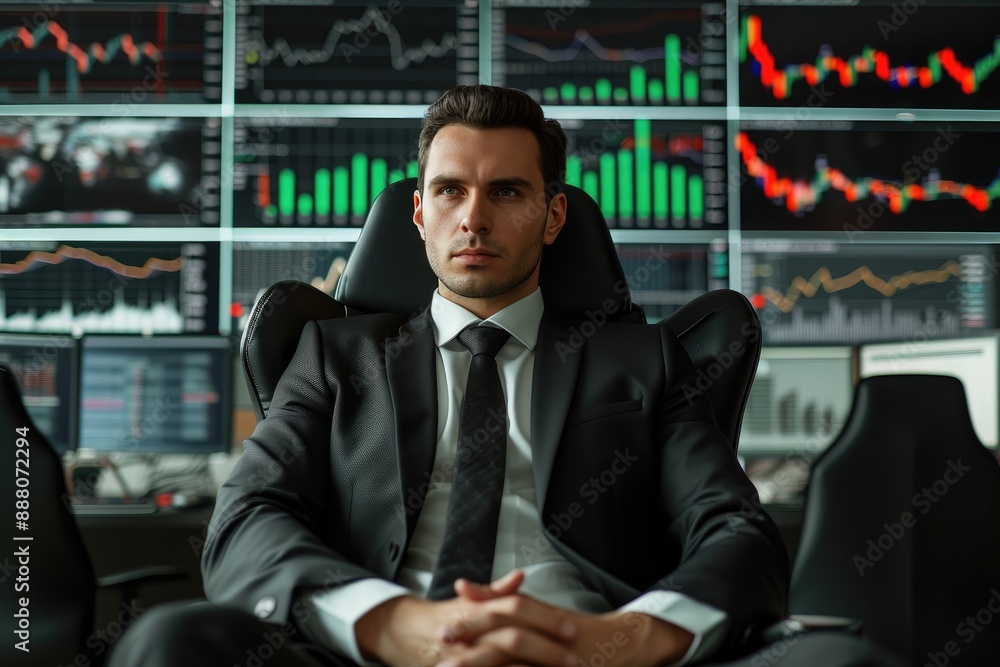 Successful Entrepreneur Reviewing Financial Data in Office Setting Successful Entrepreneur Reviewing Financial Data in Office Setting