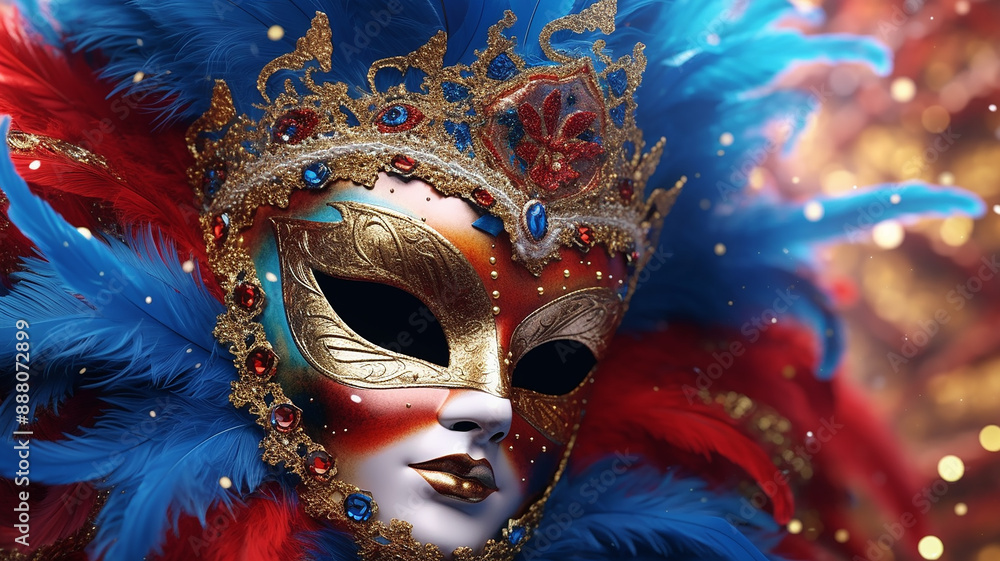 carnival mask with feathers, Generative AI. carnival mask with feathers, Generative AI.
