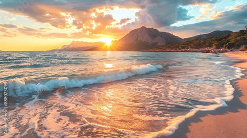 abstract wallpaper with  A stunning sunset over the tranquil beach