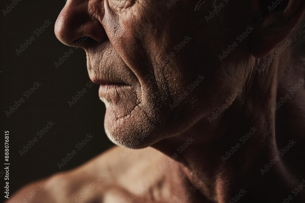 Close-Up of Elderly Man's Face with Wrinkles Close-Up of Elderly Man's Face with Wrinkles