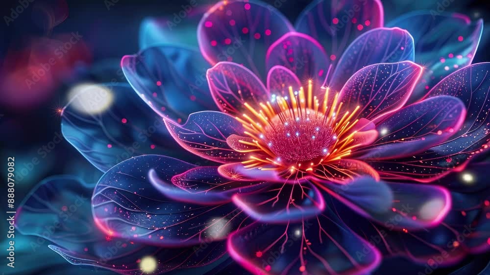 Abstract glowing flower with vibrant colors. Abstract glowing flower with vibrant colors.