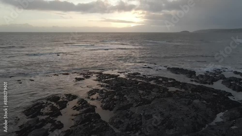 Aerial video over the coastline of Downderry UK photo