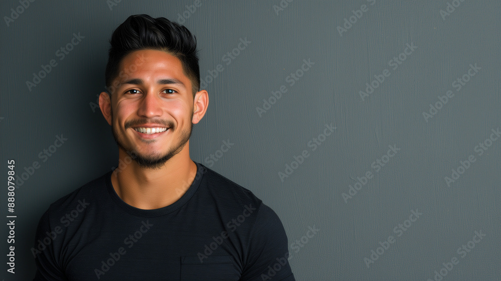 studio portrait of a young latino man with a smile studio portrait of a young latino man with a smile