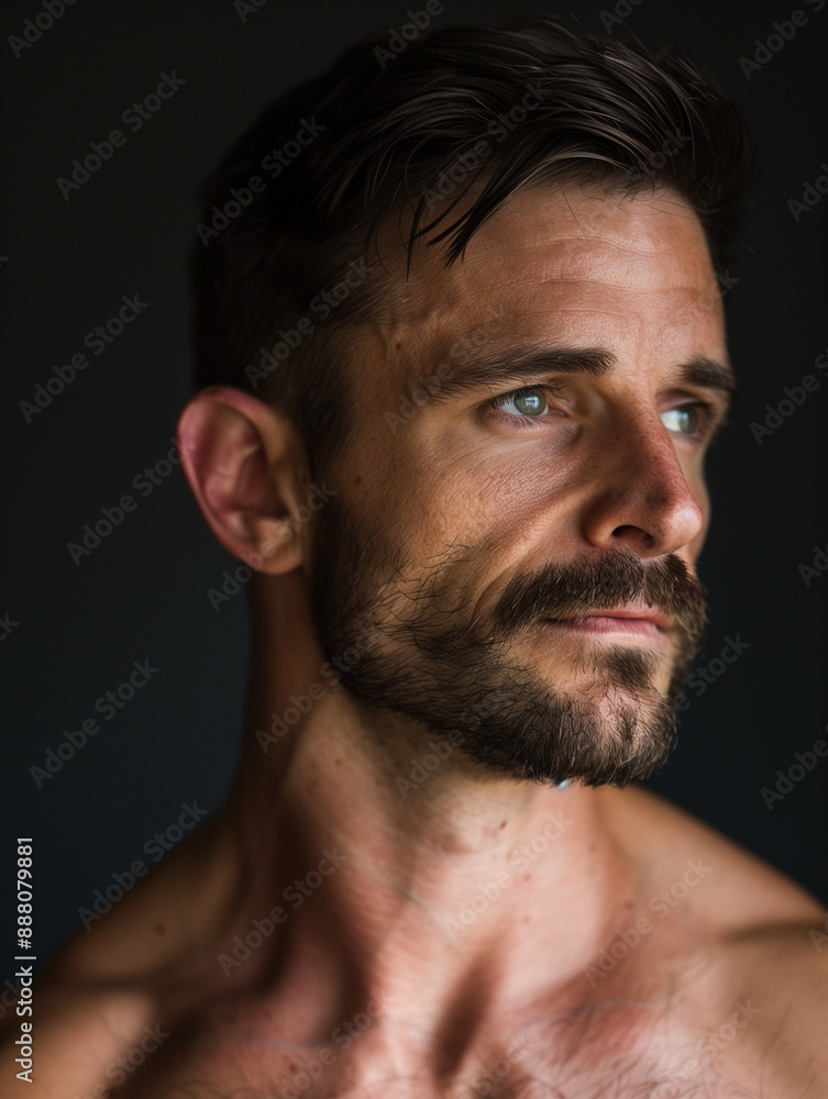 introspective portrait of a man with expressive eyes looking off-camera introspective portrait of a man with expressive eyes looking off-camera