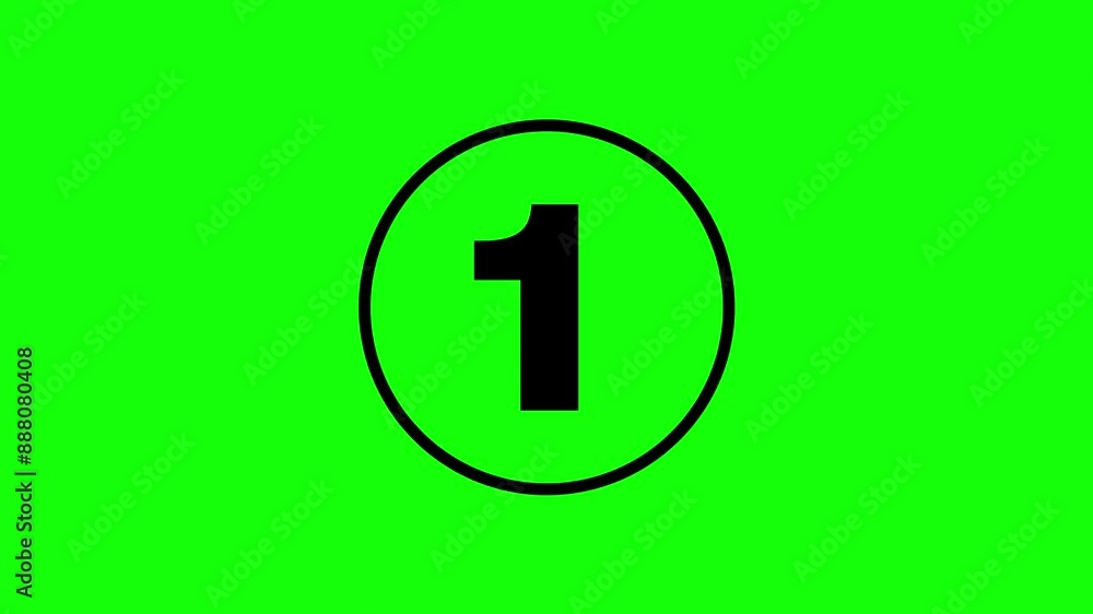 Countdown timer from 3 to 0 seconds on white and green background Countdown timer from 3 to 0 seconds on white and green background