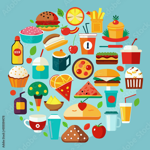 food and drink icons logo vector