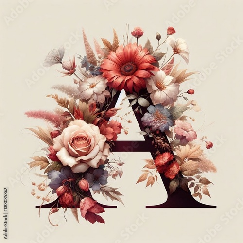 Floral Capital letter Y flower elements flower made of flower View of 3d letter