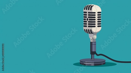 A podcast song mic in a plain background copyspace photo