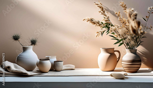 Modern living room with a fireplace features a white coffee table set for breakfast with a porcelain teapot and mugs