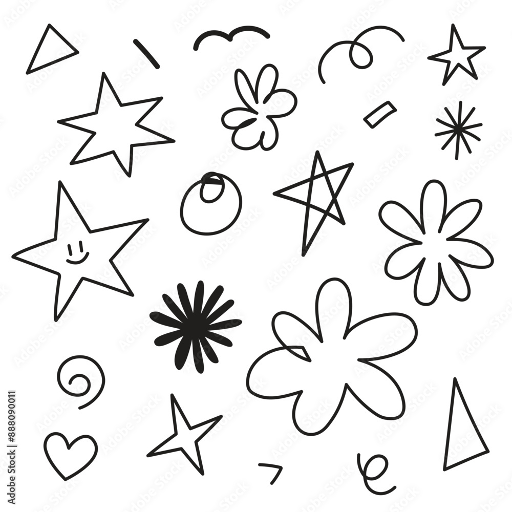 Obraz premium Sparkle doodle hand drawn for element and illustration. Black and white