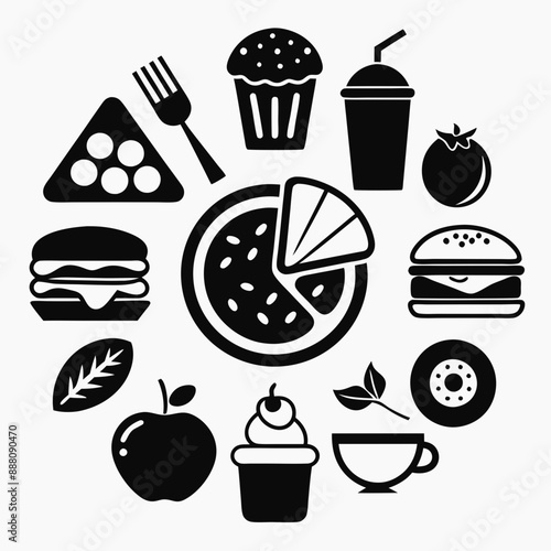 food and drink icons logo vector