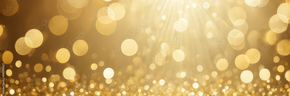 Ethereal Gold Bokeh Background with Glittering Particles. New year, birthday, holidays celebration. Ethereal Gold Bokeh Background with Glittering Particles. New year, birthday, holidays celebration.