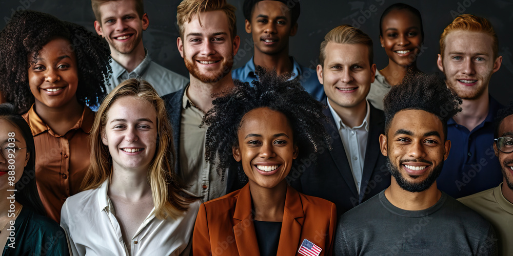 The Pillars of Republican Strength: A group of diverse individuals standing together, each wearing a pin with the American flag.