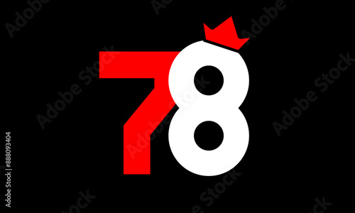 78 King Logo Number White Red Simple Modern