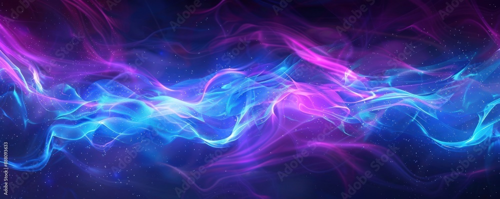 Glowing blue and purple ethereal cosmic energy flowing through space Glowing blue and purple ethereal cosmic energy flowing through space