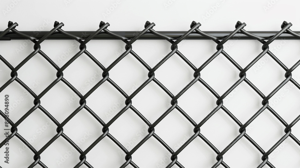 Fototapeta premium metal chain link fence on the white background