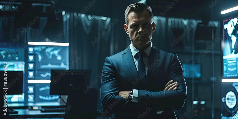 Fototapeta premium photo of CIA agent, CIA computer background