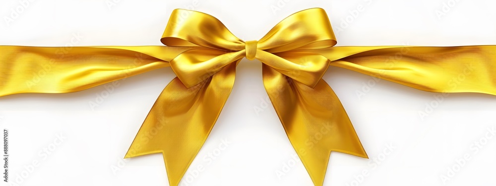Golden ribbon with bow on white background isolated Golden ribbon with bow on white background isolated
