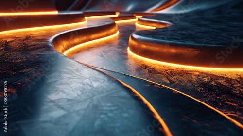 Dynamic light patterns on smooth metallic surfaces.