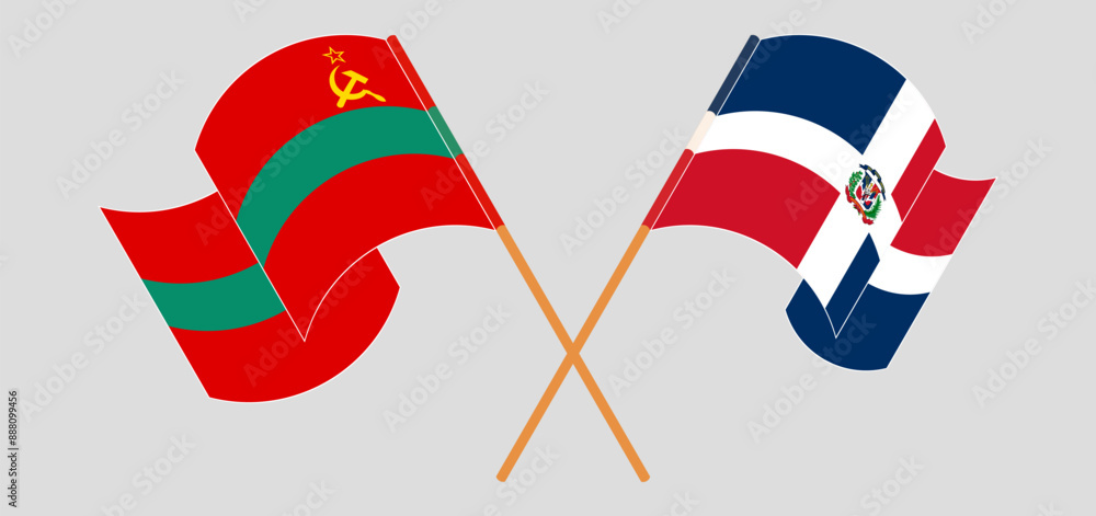 Crossed and waving flags of Transnistria and Dominican Republic Crossed and waving flags of Transnistria and Dominican Republic
