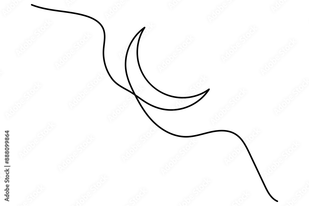 Moon continuous one line drawing of moon outline vector icon Moon continuous one line drawing of moon outline vector icon