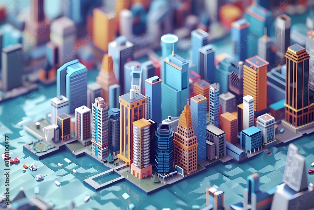 Obraz premium 3d rendered isometric City