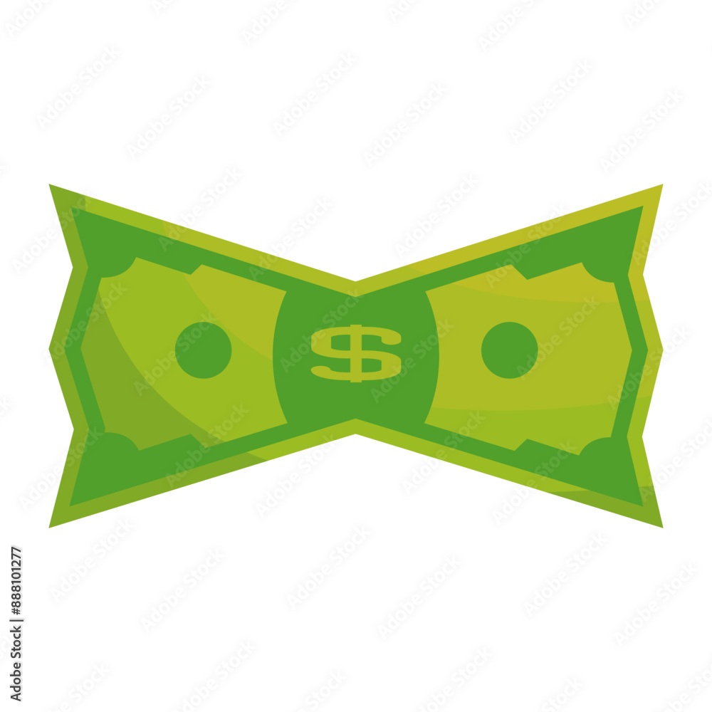 Cartoon banknotes. and stacks of green dollar bills