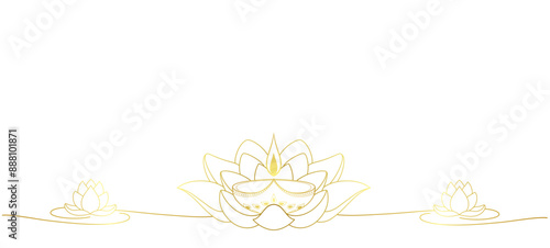 lotus diwali line art style. indian hinduism festival light element vector