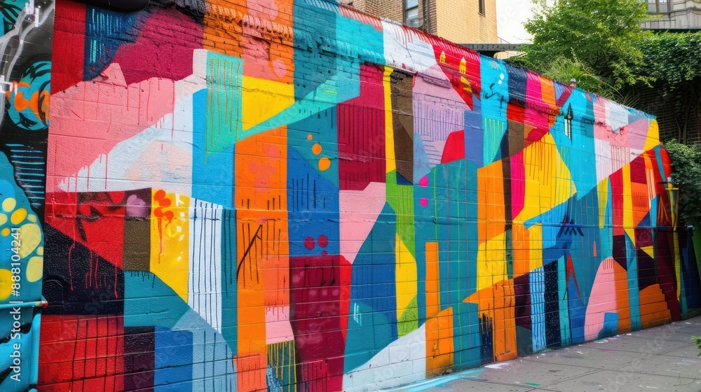 Naklejka premium Capture the vibrant colors of street art on a city wall