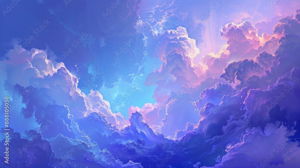 Fototapeta premium Dreamy Skies with Fluffy Clouds