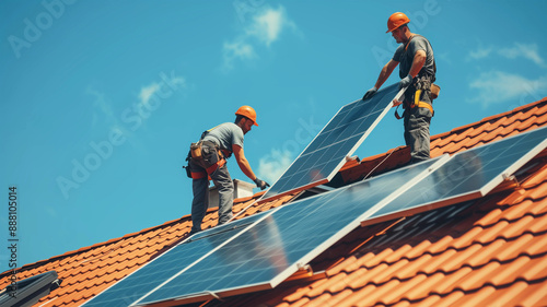 Wallpaper Mural Fachkräfte bauen Solaranlage aufs Dach  Torontodigital.ca