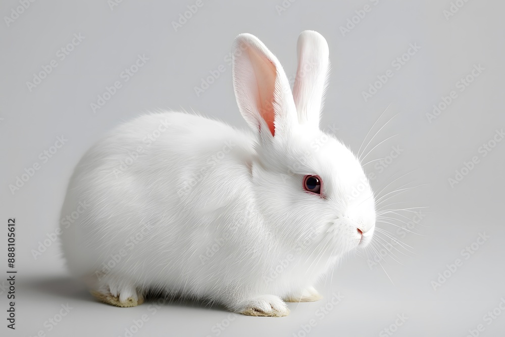 Adorable White Rabbit with Pink Ears and Red Eyes Adorable White Rabbit with Pink Ears and Red Eyes
