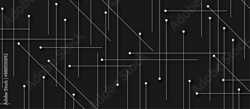 Technology abstract black digital background of connected dot with white stock lines. science technology futuristic concept background. Plexus of line and dot and connected particle vector