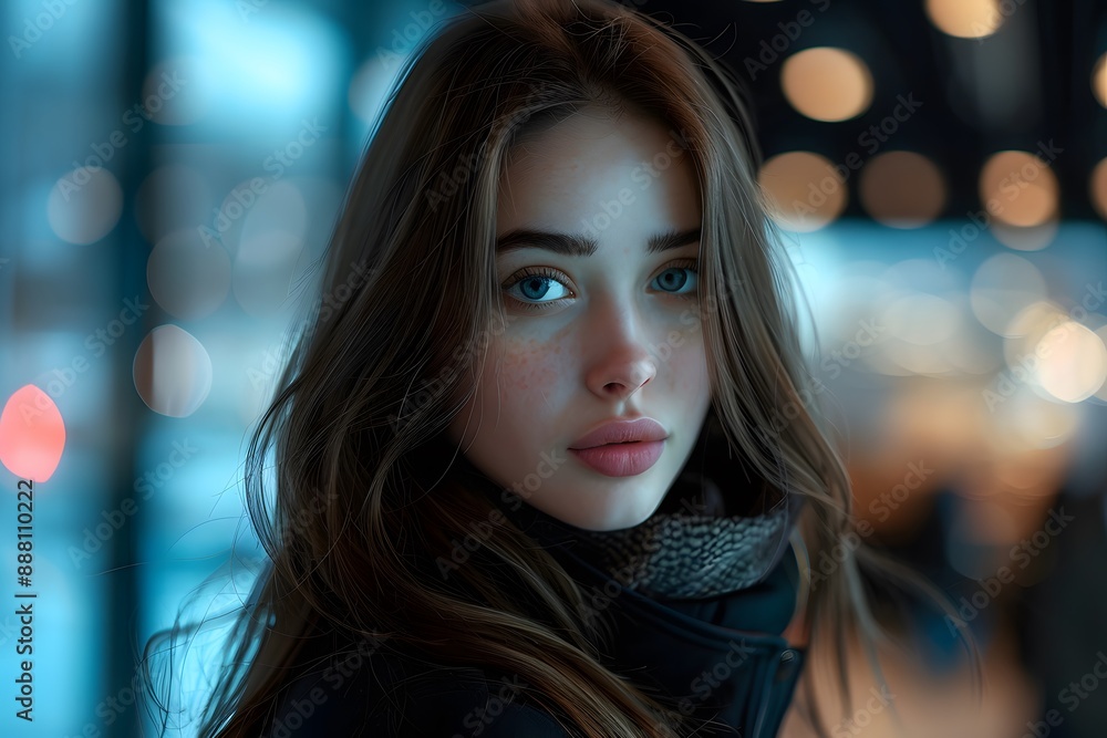 Portrait of a Young Woman with Bokeh Background Portrait of a Young Woman with Bokeh Background
