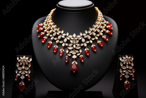 neckless on black background / indian heavy necless