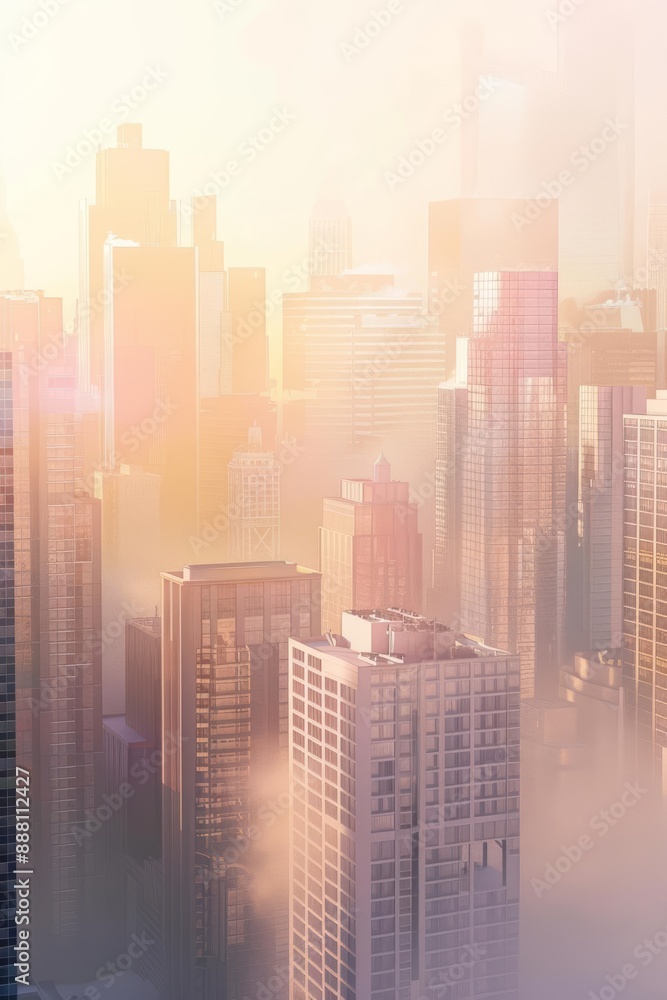 Peaceful Dawn Cityscape with Soft Pink and Yellow Hues Peaceful Dawn Cityscape with Soft Pink and Yellow Hues