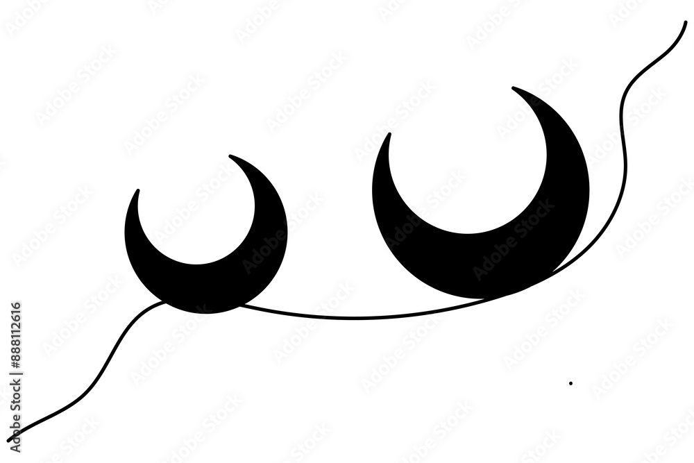 Moon silhouette vector art illustration and isolated outline moon icon Moon silhouette vector art illustration and isolated outline moon icon