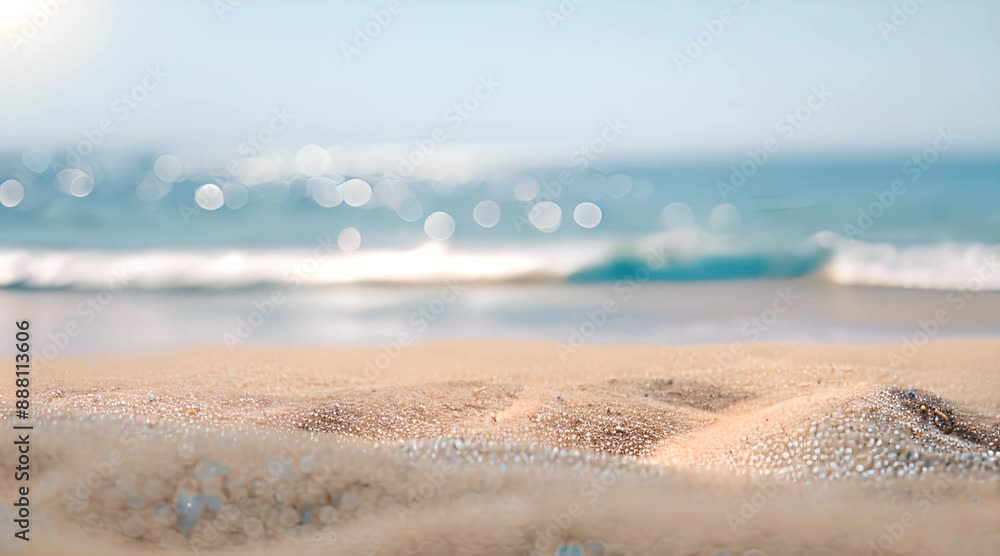 An empty sandy beach with blue waves. Summer vacation. An empty sandy beach with blue waves. Summer vacation.
