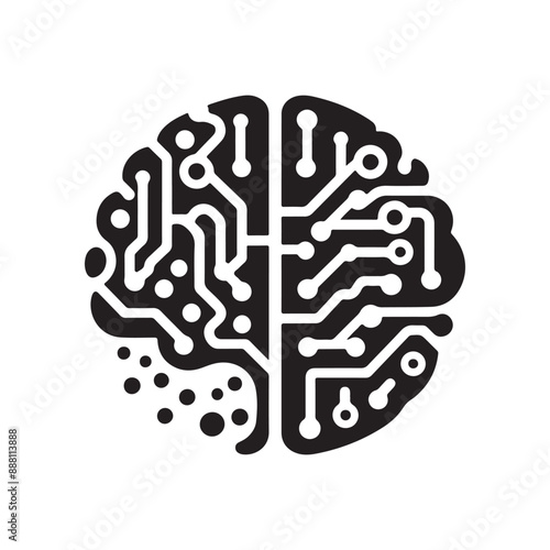 brain tech logo icon design, Brain Concept Icons, Artificial Intelligence, digital brain logo template, brain logo, icon, symbol, Cybernetic brain microchip logo