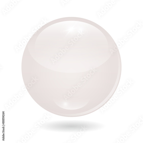 White glossy pearl. Vector illustration on transparent background.