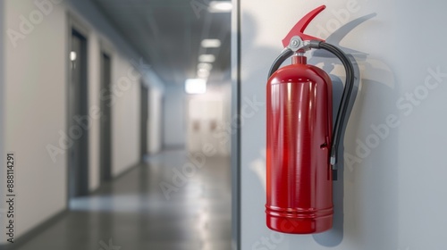 Wallpaper Mural Red fire extinguisher on the wall in an office hallway. Torontodigital.ca
