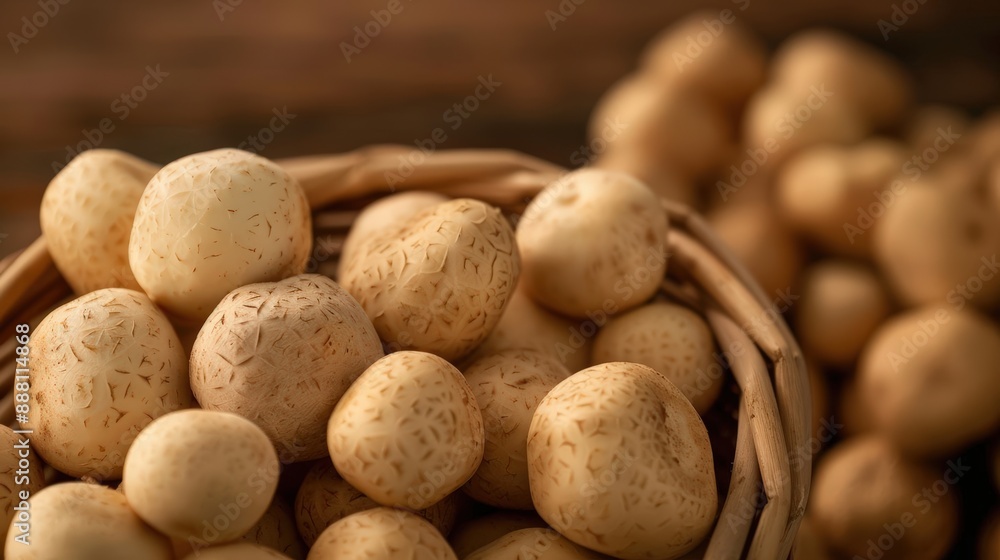 Close-up RAW Style of Fresh Italian white truffles, aromatic fungi Close-up RAW Style of Fresh Italian white truffles, aromatic fungi
