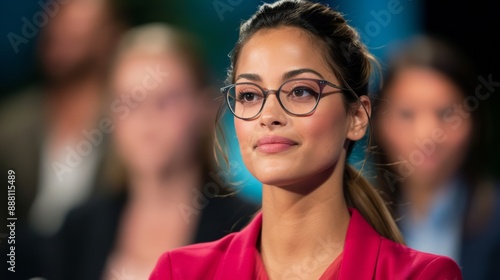 Closeup of the final question and answer round, with a contestant thoughtfully answering while the host listens 