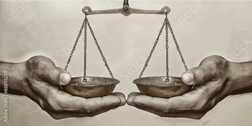 Balancing Act: Two hands delicately balancing a scale, symbolizing the pursuit of fairness in governance.