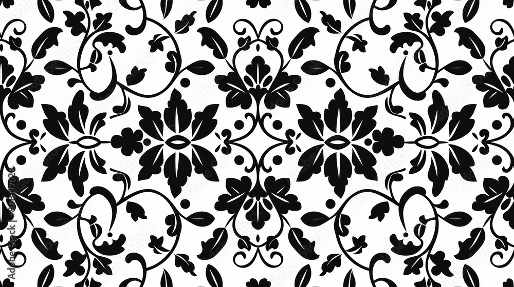 Isolated black ornament pattern tile with Slavic motifs, minimalistic, white background, empty space for text Isolated black ornament pattern tile with Slavic motifs, minimalistic, white background, empty space for text