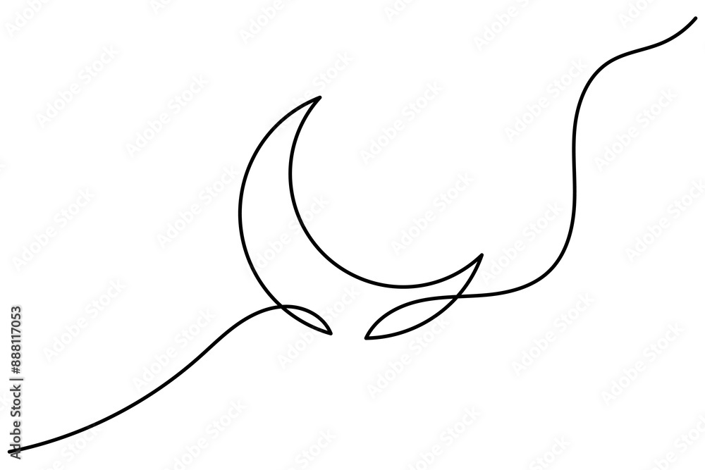 Moon continuous one line drawing of moon outline vector icon Moon continuous one line drawing of moon outline vector icon
